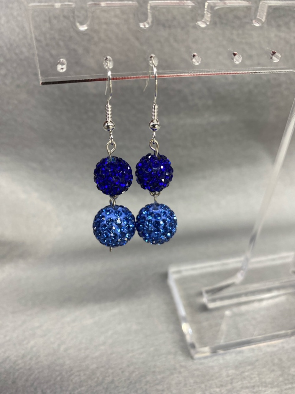 ⭐️HANDMADE Blue Crystal Ball Drop Earrings